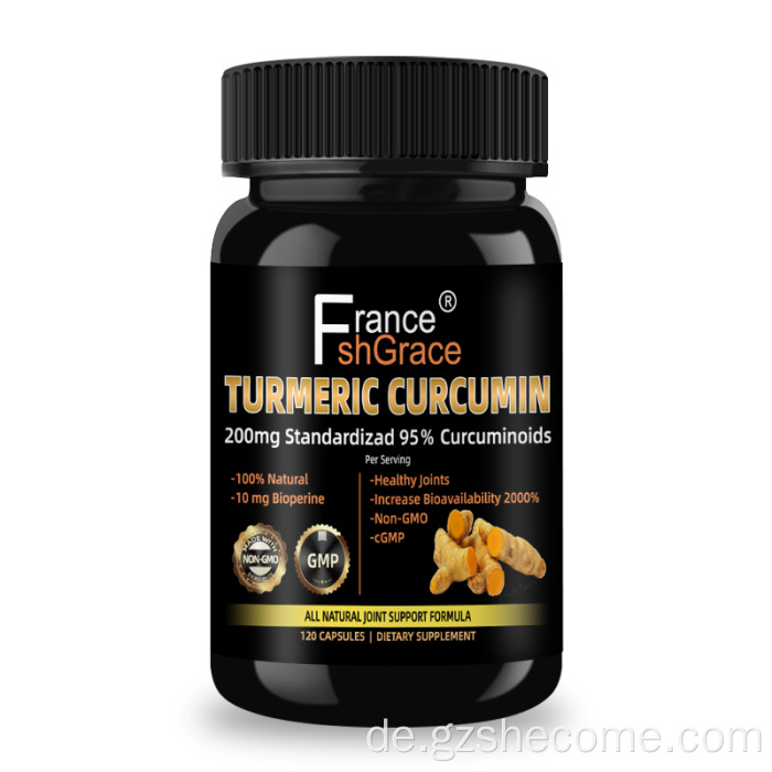 Curcumin -Kurkuma erhöhte Absorptionscurcumin -Ergänzungen